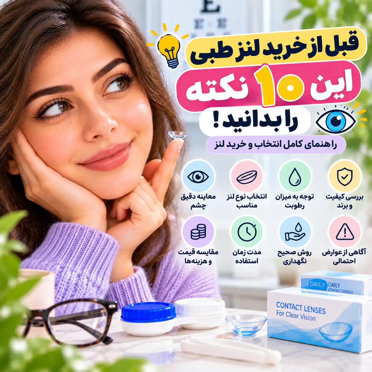 قبل از خرید لنز طبی این ۱۰ نکته را بدانید؛ راهنمای کامل انتخاب و خرید لنز