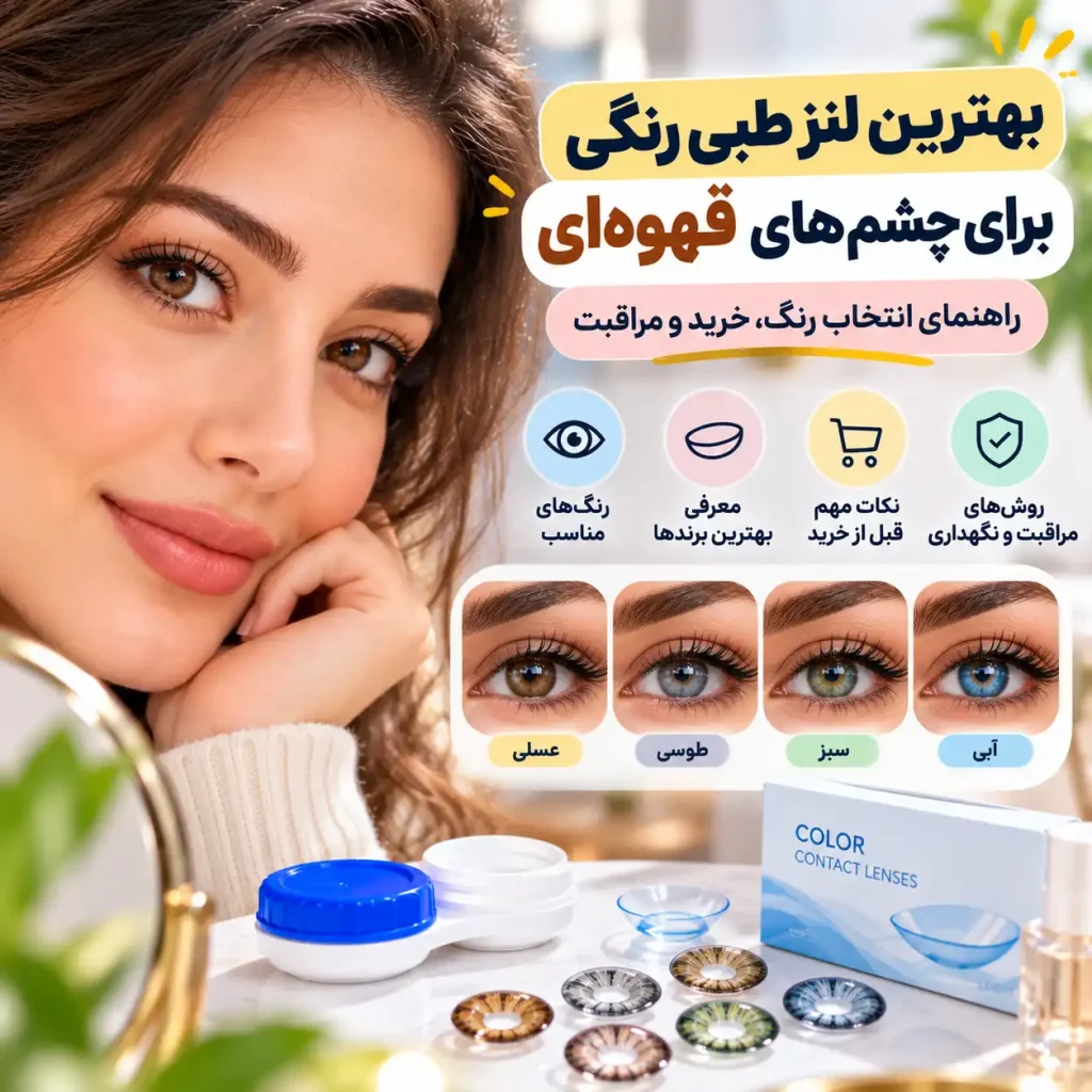 بهترین لنز طبی رنگی برای چشم‌های قهوه‌ای | راهنمای انتخاب رنگ، خرید و مراقبت